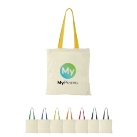 Tote bag | Coton 100g/m² | 42x38 cm | Poignées colorées