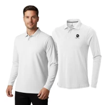 Polo | Coton 200 g/m² | Pour homme | Manches longues | Conçu avec des détails en point sellier pour une touche raffinée