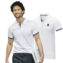 Polo | 100 % coton 200 g/m² | Pour homme | Manches courtes | Bande de col en satin | Col en maille plate et poignets en côtes
