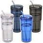 Gobelet | Plastique Tritan | 480 ml | Double paroi | Couvercle pivotant | Paille