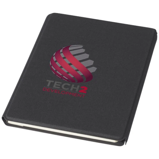 Schrijfmap | Gerecycled polyester & papier | 64 gelinieerde vellen | 22,5x16cm | Pennenlus | zwart