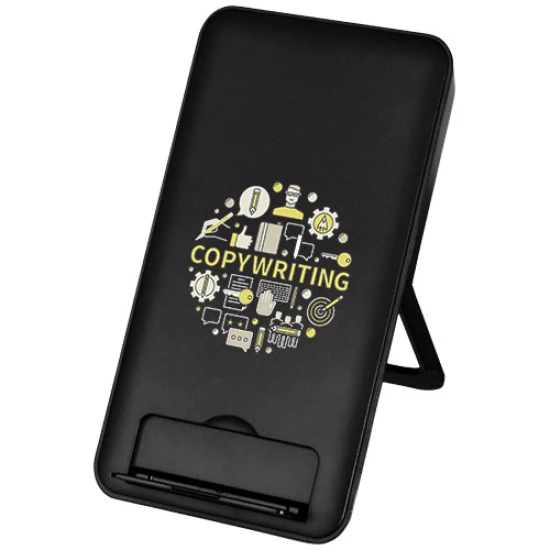 Draadloos opladen | 10W | Gerecycled plastic | Met telefoonhouder | zwart