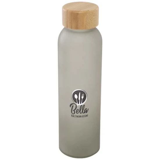 Waterfles | Borosilicaatglas en bamboe | 500 ml | Matte afwerking | grijs