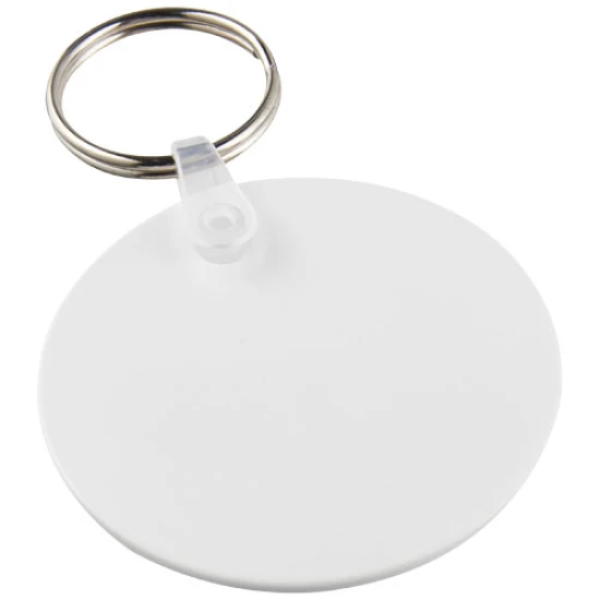 Cirkelvormige sleutelhanger | Gerecycleerd | 5 cm x 5 cm | Plat profiel | wit