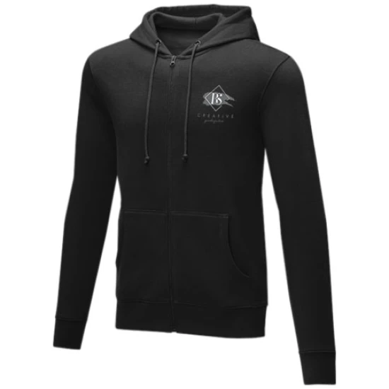 Men full zip hoodie | Cotton & polyester | One size | With kangaroo pockets | solid black