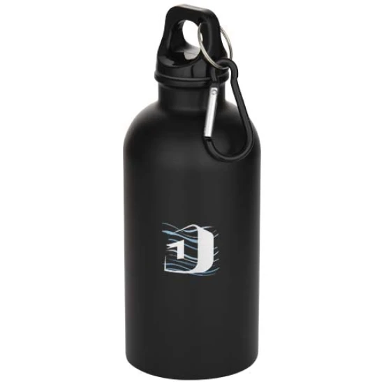 Water bottle | Recycled stainless steel & PP | 400ml | With carabiner | Matte finish | solid black
