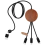 Cavo di ricarica 5-in-1 | Wood & rPet | Logo luminoso | Pad di ricarica da 10W