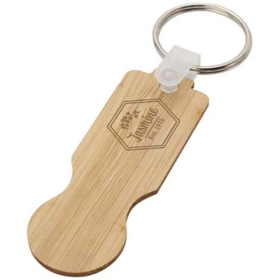 Keychain | Bamboo | 6,50 x 2,30 x 2,23 cm | Fit most supermarket trolleys | natural