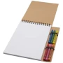 Cuaderno A5 y set de crayones | Papel 70g/m² | 50 hojas rayadas | Con 6 crayones