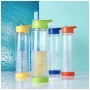 Gourde de sport | Tritan | 740 ml | Transparente | Infuseur de fruits à vis | Bec verseur rabattable