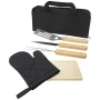 5-piece BBQ set | Stainless steel & Wood | Incl. glove