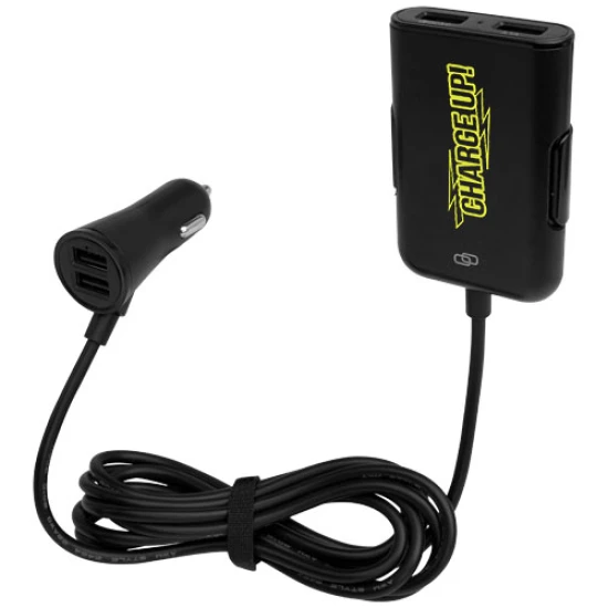 Dual car charger | ABS Plastic | 170cm cable | solid black