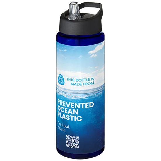 Spout lid sport bottle | PCR Plastic | 850ml | Eco | blue;solid black