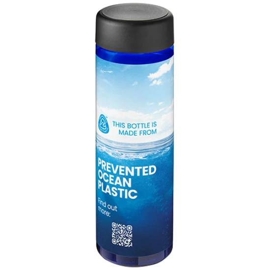 Waterfles | Gerecycled oceaanplastic | 850 ml | Gemaakt in het Verenigd Koninkrijk | blauw;zwart