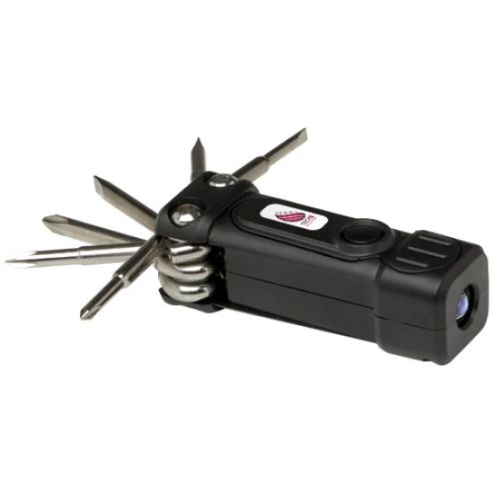 Set de tournevis 8-en-1 | ABS recyclé | Avec lampe torche | noir