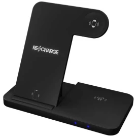 Base de carga inalámbrica 3 en 1 con soporte para teléfono SCX.design W28 negro