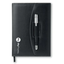 A5 Portfolio | PU | 120 Blatt Notizbuch | Kontrastierende Nähte und passender Metallstift
