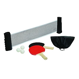 Tafeltennisset | Hout, kunststof & polyester | 2 batjes | 3 ballen | Uitschuifbaar net