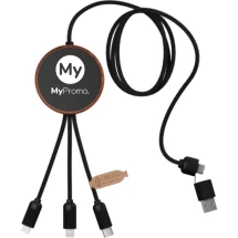 5-in-1 charging cable | Wood & rPet | Light-up logo | 10W charging pad