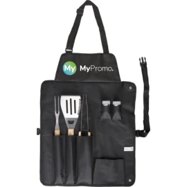 Barbecue 5pcs set | Acier inoxydable | Avec tablier en nylon