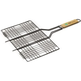 Grille de barbecue rectangulaire | Fer et bois | Les aliments ne restent pas coincés