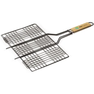 Grille de barbecue rectangulaire | Fer et bois | Les aliments ne restent pas coincés