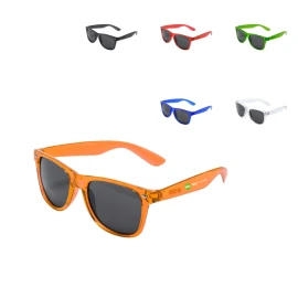 Sunglasses | rPET | UV400 protection | Translucent frame with metal details | Black lenses