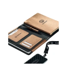 Portfolio A5 | Liège | 192 pages lignées | Porte-stylo & porte-cartes | Sangle élastique de fermeture