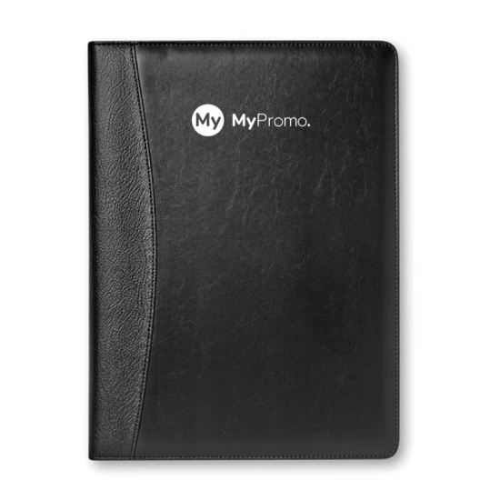 Conference folder | A4 | Faux leather | Incl. solar powered calculator | black