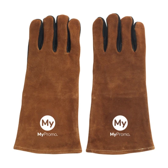 Paar Gusta BBQ-handschoenen | Wild leer | Eén maat | Bescherming tegen hitte | Hoge kwaliteit | Bruin