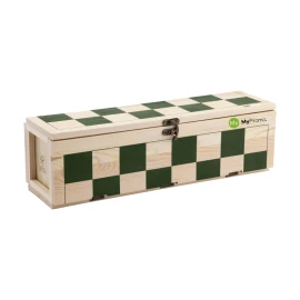Boîte à vin échiquier | Bois | 1 compartiment | Double usage comme jeu d'échecs | Durable