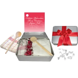 Christmas bakery set | Metal tin | 7 pieces | Print on the separate hanging card