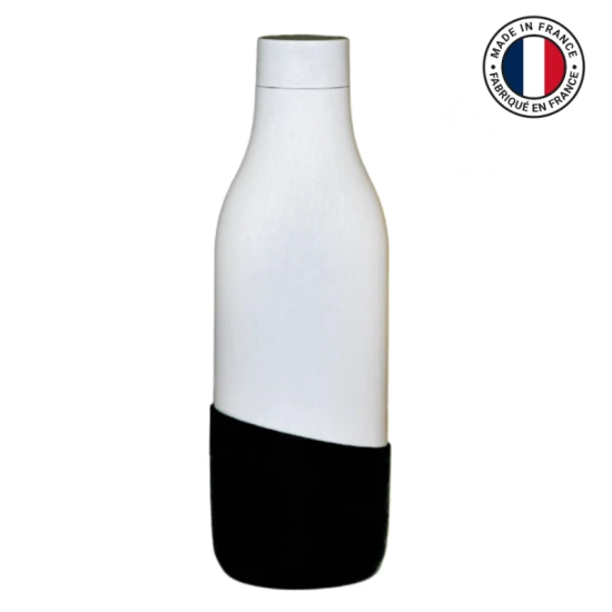 Thermosfles | Biobased PET en gerecycled SEBS | Houdt 4 uur warm | Duurzaam | Gemaakt in Frankrijk | Zwart