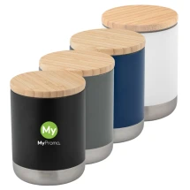 Thermos cup | Stainless steel and bamboo | 370 ml | Copper coated internal wall