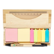 Office set | Bamboo | Sticky notes, ruler and ball pen | Easy to carry | Sustainable