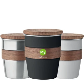 Tumbler | Recycled stainless steel | 350 ml | With walnut grip and lid | Sustainable