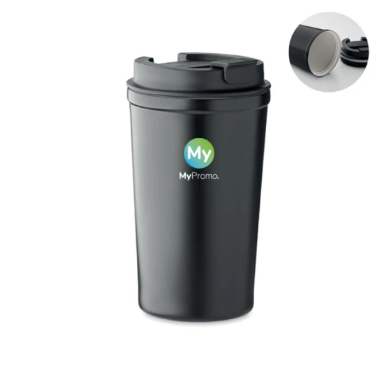 Double walled insulated tumbler | Recycled stainless steel and ceramic | 450 ml | Sustainable | Black