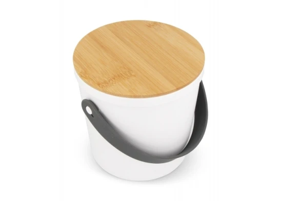 Lunch container | Bamboo & Recycled PP | 90cl | Incl. carry handle and cutlery | White