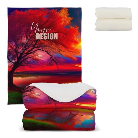 Sherpa-Fleecedecke | OEKO-TEX® zertifiziert | Vollfarb-Sublimationsdruck | Kombination