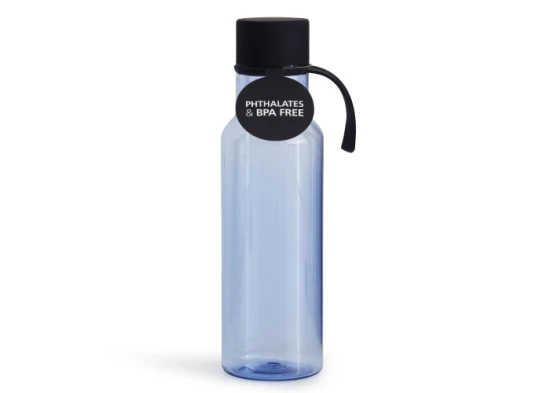 Sagaform Waterfles | Tritan kunststof & roestvrij staal | 600ml | Incl. lus | Blauw/Transpar.