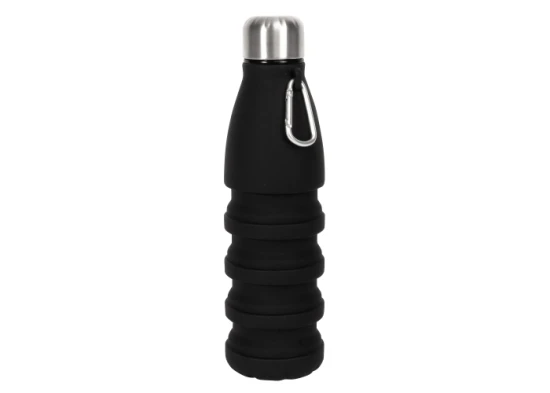 Sagaform opvouwbare fles | Silicone | 550ml | Met karabijnhaak | Zwart