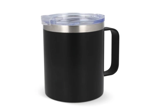 Mok | Keramiek & roestvrij staal | 350ml | Keramische coating | Handvat | Zwart