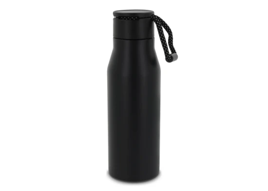 Thermos bottle | Stainless steel | 600ml | With strap | Black