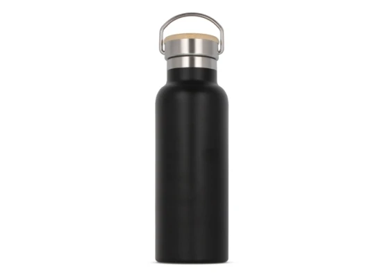 Thermo bottle | Stainless steel & bamboo | 500ml | Premium | Black