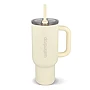 Thermobecher | Edelstahl und PP | 1,1 L | Klappbarer Trinkhalm | Griff