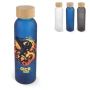 Wasserflasche | Glas und Bambusdeckel | 500ml | Vollfarbiger Rundumdruck