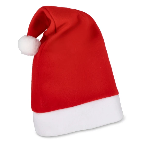 Christmas hat | Flannel 0.028 kg | 38x28 cm | With pompom | Red