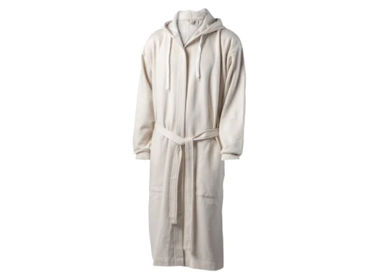 Badjas | Katoen en polyester | L/XL | Twee zakken en een capuchon | Luxe | Beige