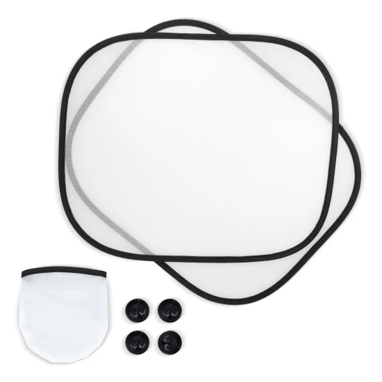 Car Window Sunshade, Set Of 2 With Pouch | White