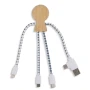 Câble de chargement  | Bambou | Entrée USB et USB-C | 3 connecteurs différents | Écologique